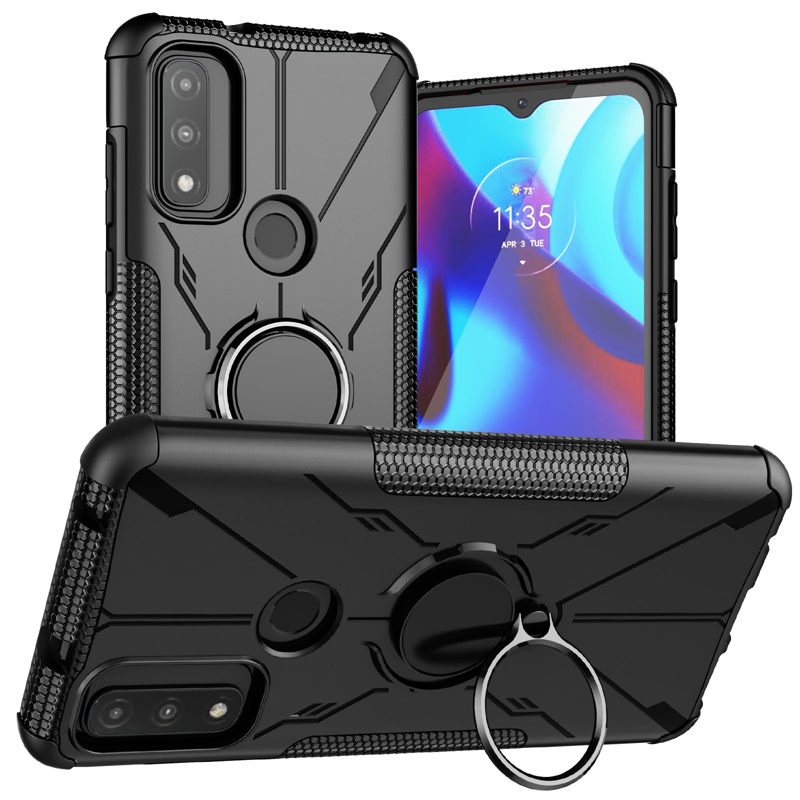 For Motorola Moto G Play (2023) 4G / Moto G Power (2022) / G Pure Phone Case Ring Holder Kickstand PC+TPU Phone Cover