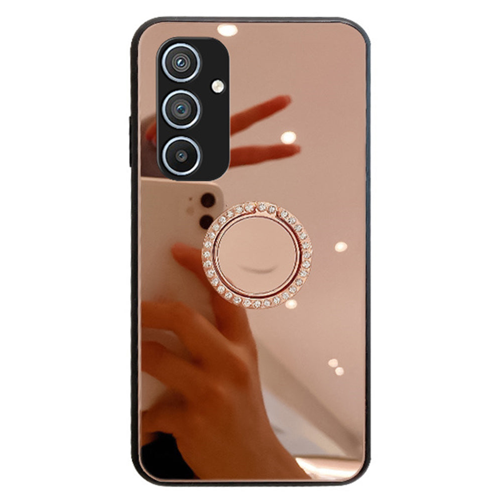 For Samsung Galaxy A54 5G Makeup Mirror Case Kickstand TPU + PC Anti-Scratch Phone Cover
