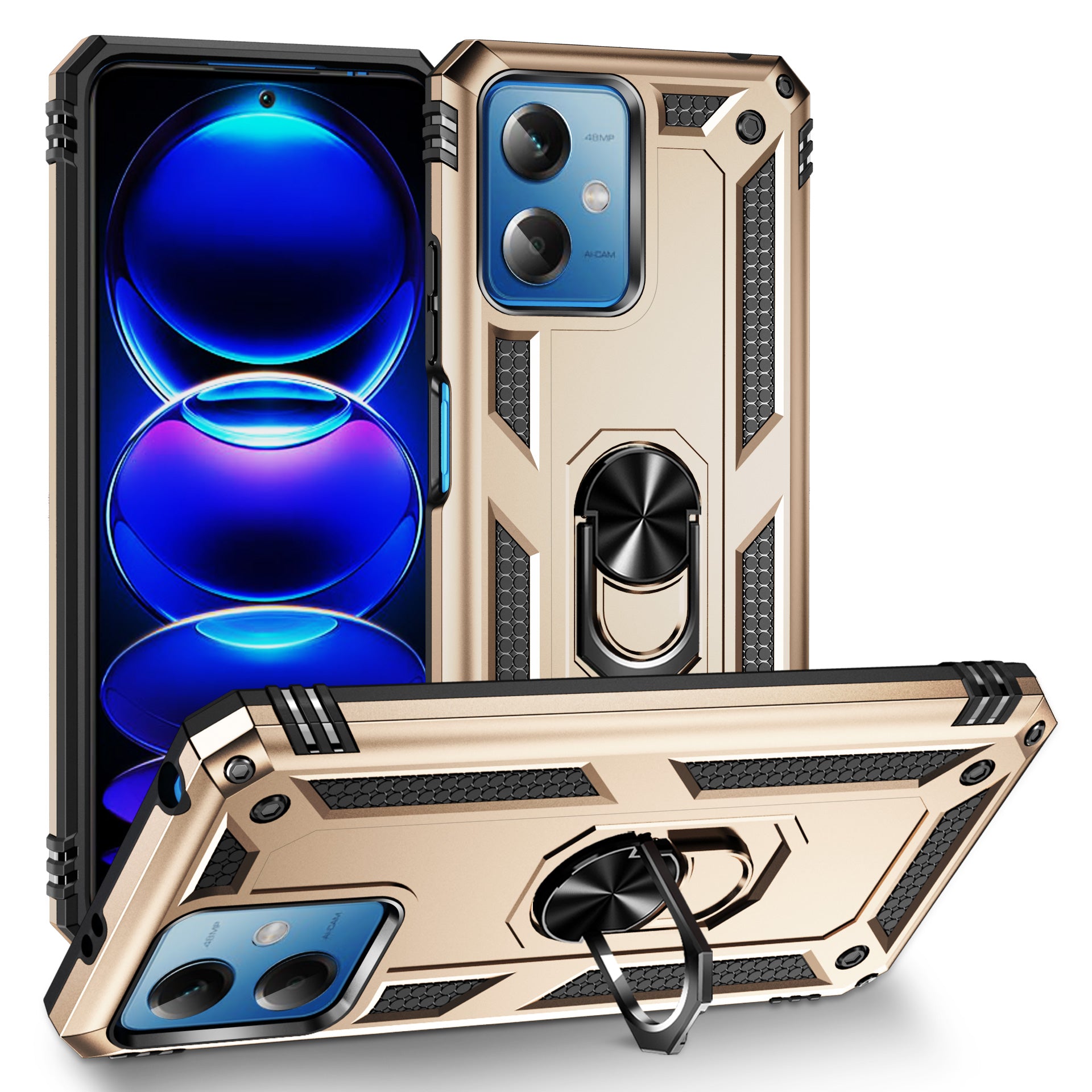 For Xiaomi Redmi Note 12 5G (Global) / (India) / (China) / Poco X5 5G Ring Kickstand Phone Case TPU + PC Cell Phone Cover