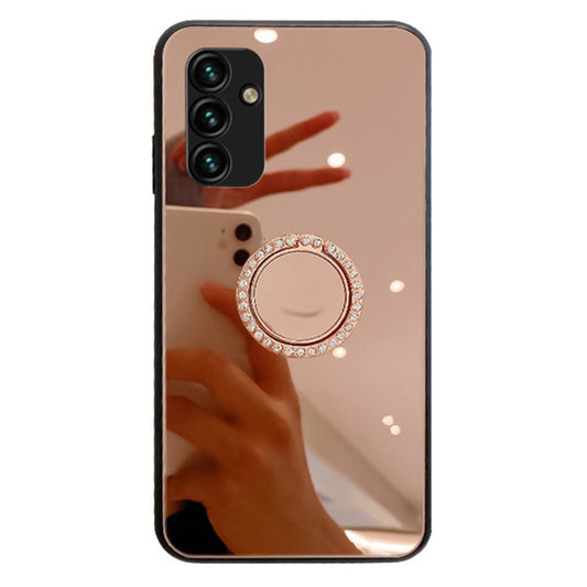 For Samsung Galaxy A34 5G Ring Kickstand Phone Case Clear Back Mirror TPU + PC Shockproof Cover