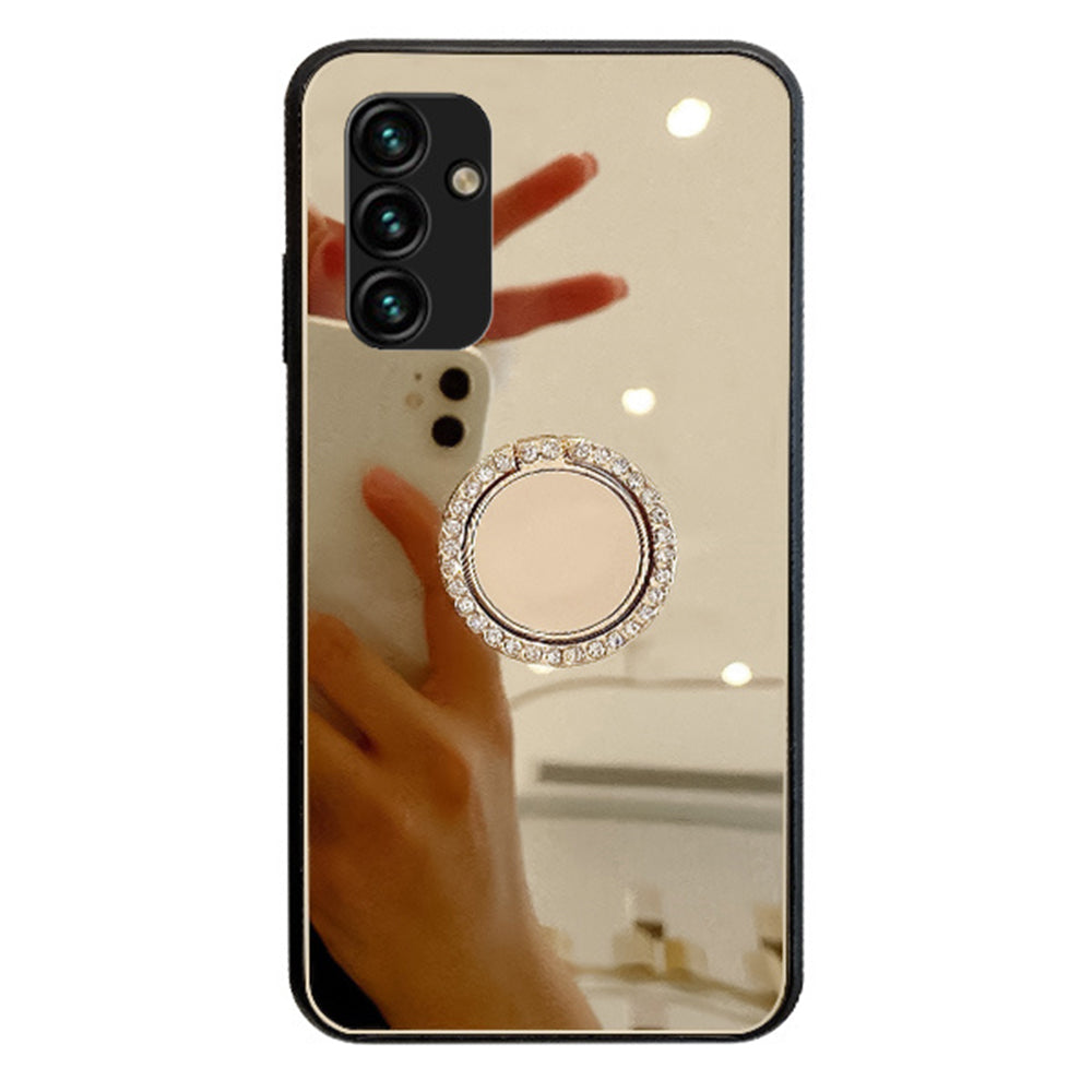 For Samsung Galaxy A34 5G Ring Kickstand Phone Case Clear Back Mirror TPU + PC Shockproof Cover