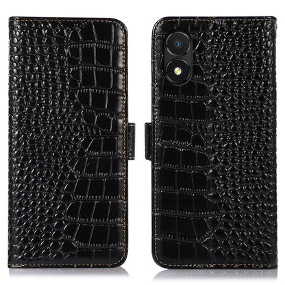 RFID Blocking Phone Cover for Honor X5 4G Genuine Cowhide Leather Case with Stand Wallet