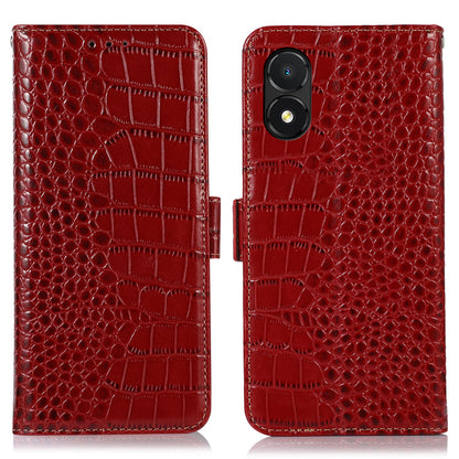 RFID Blocking Phone Cover for Honor X5 4G Genuine Cowhide Leather Case with Stand Wallet