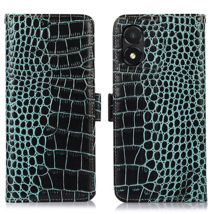 RFID Blocking Phone Cover for Honor X5 4G Genuine Cowhide Leather Case with Stand Wallet