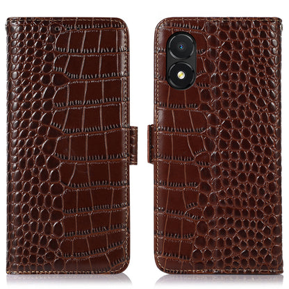 RFID Blocking Phone Cover for Honor X5 4G Genuine Cowhide Leather Case with Stand Wallet