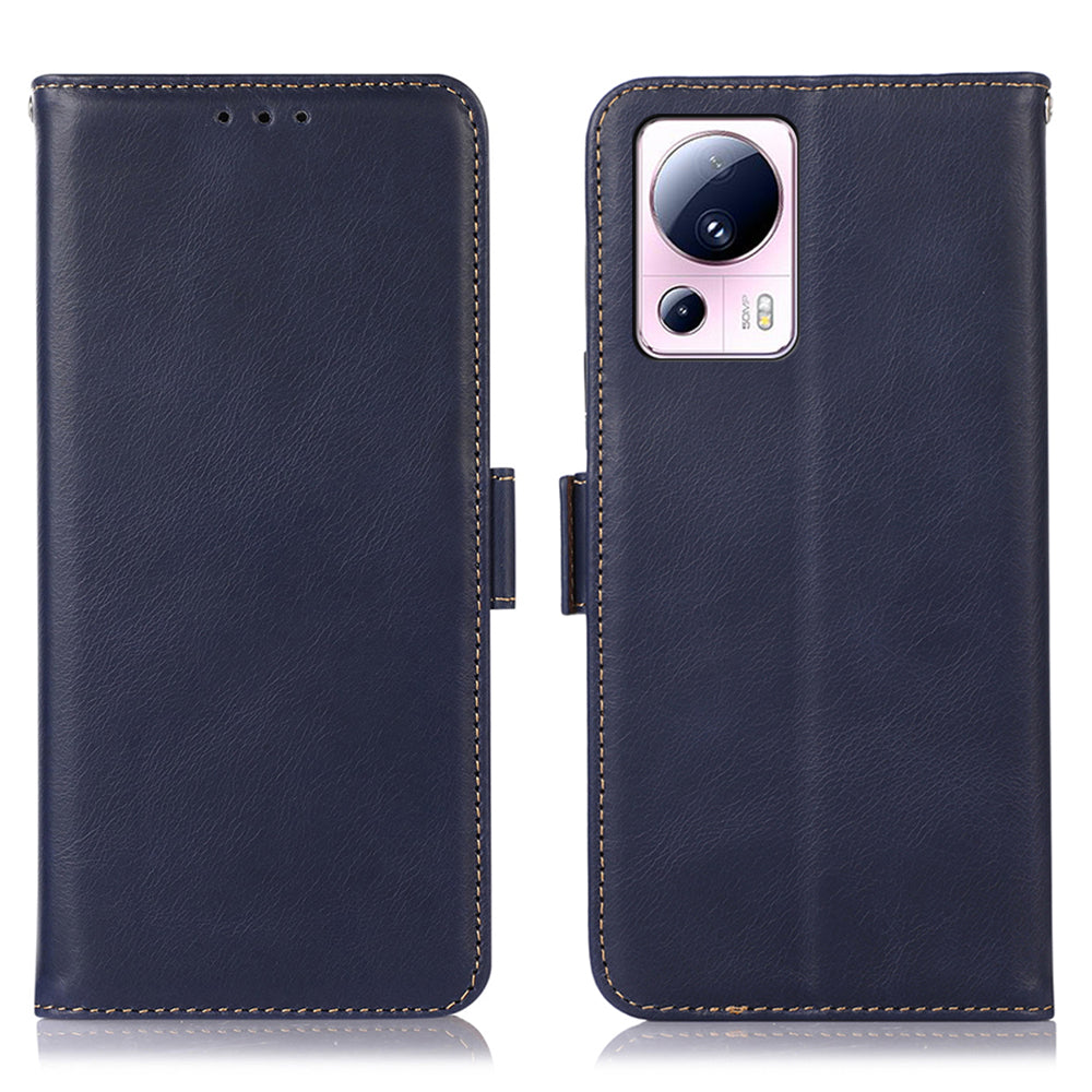 For Xiaomi 13 Lite / Civi 2 5G RFID Blocking Stand Phone Case Genuine Cowhide Leather Phone Wallet Cover