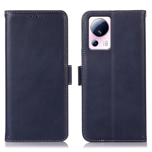 For Xiaomi 13 Lite / Civi 2 5G RFID Blocking Stand Phone Case Genuine Cowhide Leather Phone Wallet Cover
