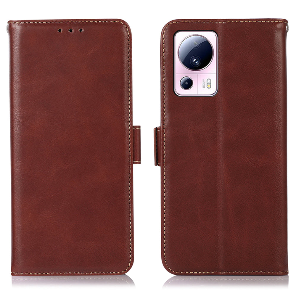 For Xiaomi 13 Lite / Civi 2 5G RFID Blocking Stand Phone Case Genuine Cowhide Leather Phone Wallet Cover