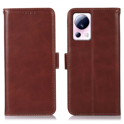 For Xiaomi 13 Lite / Civi 2 5G RFID Blocking Stand Phone Case Genuine Cowhide Leather Phone Wallet Cover