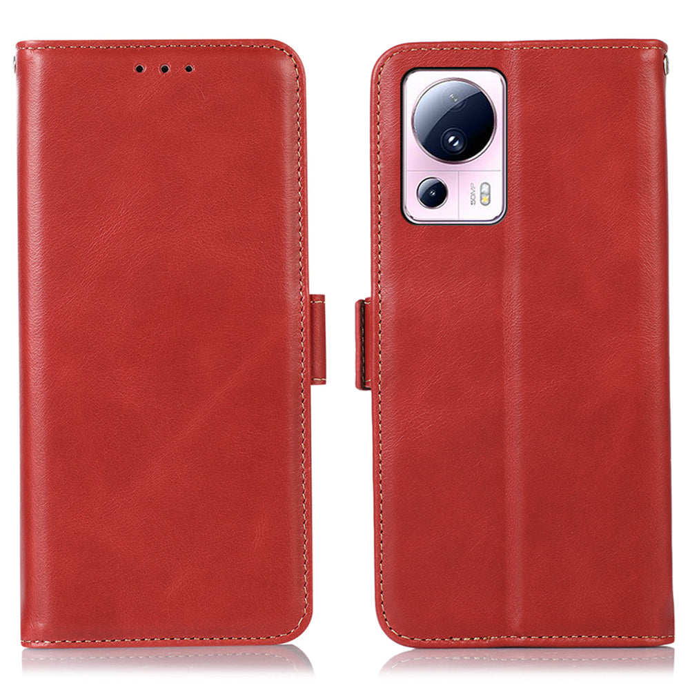 For Xiaomi 13 Lite / Civi 2 5G RFID Blocking Stand Phone Case Genuine Cowhide Leather Phone Wallet Cover