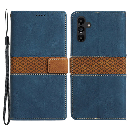 For Samsung Galaxy A54 5G Magnetic Clasp Shockproof Grid Splicing PU Leather Stand Case Phone Wallet Cover