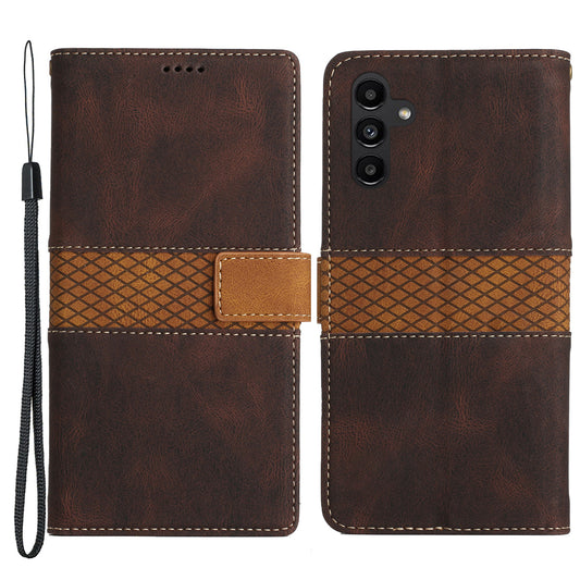 For Samsung Galaxy A54 5G Magnetic Clasp Shockproof Grid Splicing PU Leather Stand Case Phone Wallet Cover