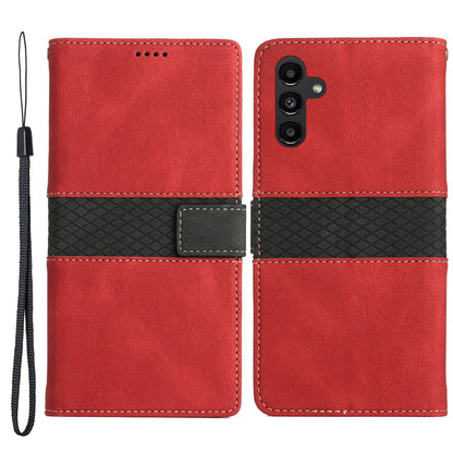 For Samsung Galaxy A34 5G Magnetic Flip Phone Shell Grid Splicing PU Leather Stand Wallet Phone Case