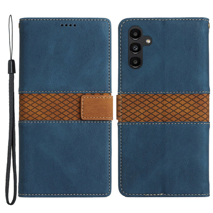 For Samsung Galaxy A34 5G Magnetic Flip Phone Shell Grid Splicing PU Leather Stand Wallet Phone Case