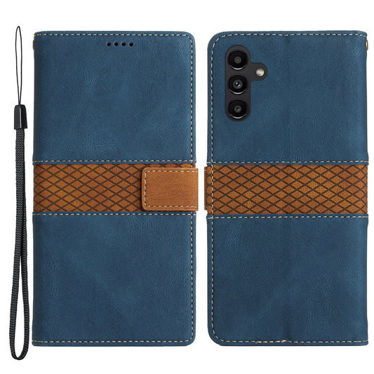 For Samsung Galaxy A34 5G Magnetic Flip Phone Shell Grid Splicing PU Leather Stand Wallet Phone Case