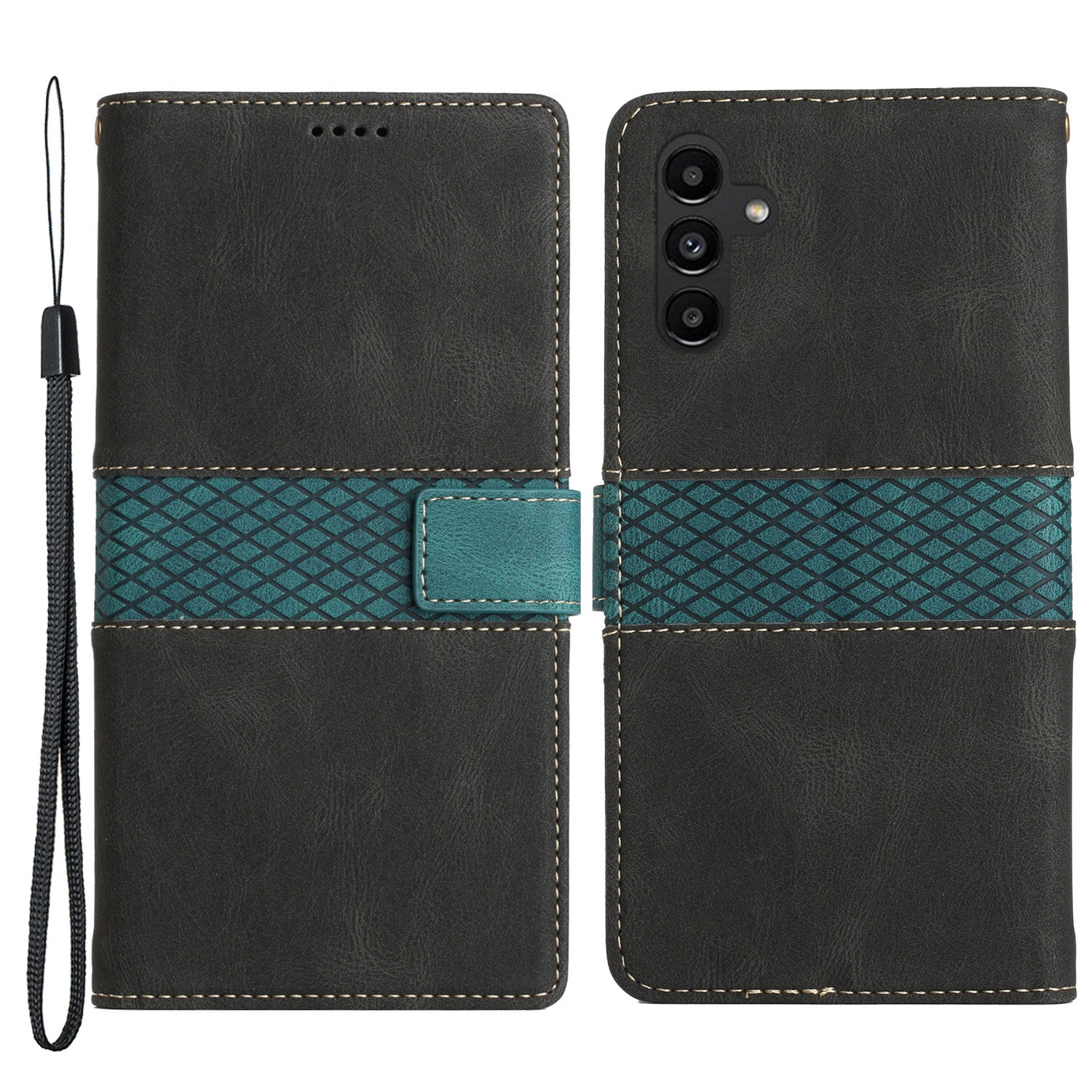 For Samsung Galaxy A34 5G Magnetic Flip Phone Shell Grid Splicing PU Leather Stand Wallet Phone Case