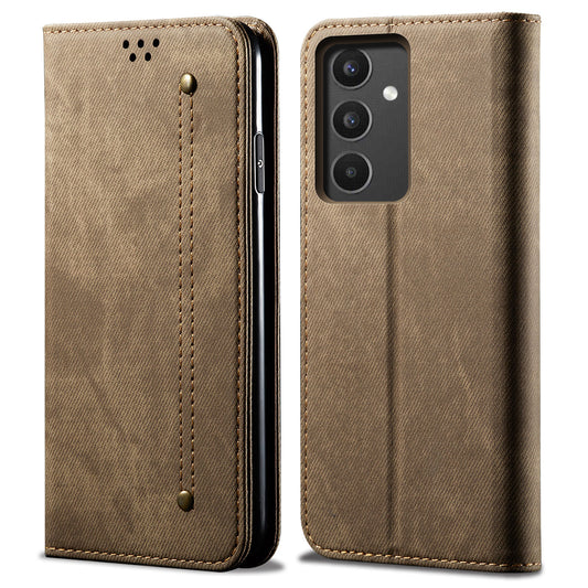 Phone Case for Samsung Galaxy A34 5G , Jeans Cloth Texture Leather Wallet Stand Phone Cover