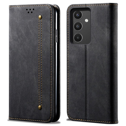 Phone Case for Samsung Galaxy A34 5G , Jeans Cloth Texture Leather Wallet Stand Phone Cover