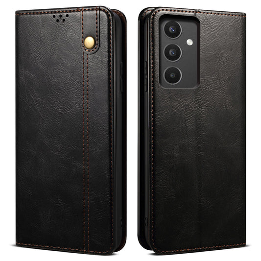 For Samsung Galaxy A34 5G Phone Cover Waxy Crazy Horse Texture Stand Wallet Cell Phone Case