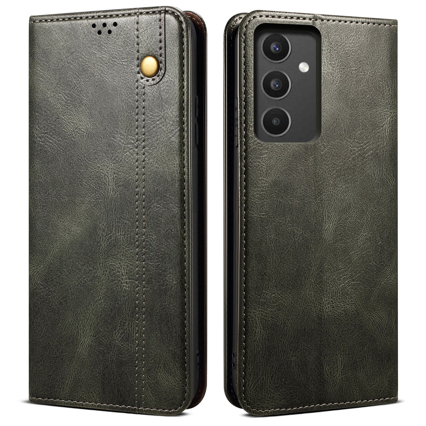 For Samsung Galaxy A34 5G Phone Cover Waxy Crazy Horse Texture Stand Wallet Cell Phone Case