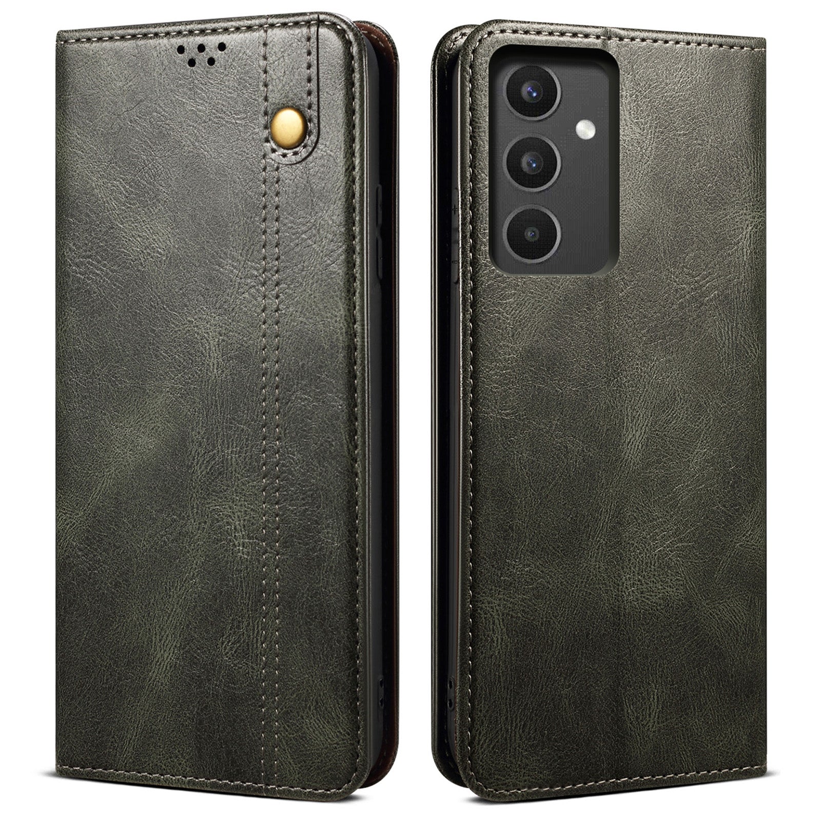 For Samsung Galaxy A34 5G Phone Cover Waxy Crazy Horse Texture Stand Wallet Cell Phone Case