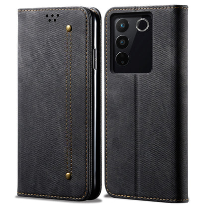 For vivo S16 Pro / S16 Jeans Cloth Texture Phone Case PU Leather Wallet Stand Phone Cover