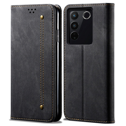 For vivo S16 Pro / S16 Jeans Cloth Texture Phone Case PU Leather Wallet Stand Phone Cover