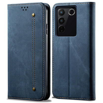 For vivo S16 Pro / S16 Jeans Cloth Texture Phone Case PU Leather Wallet Stand Phone Cover