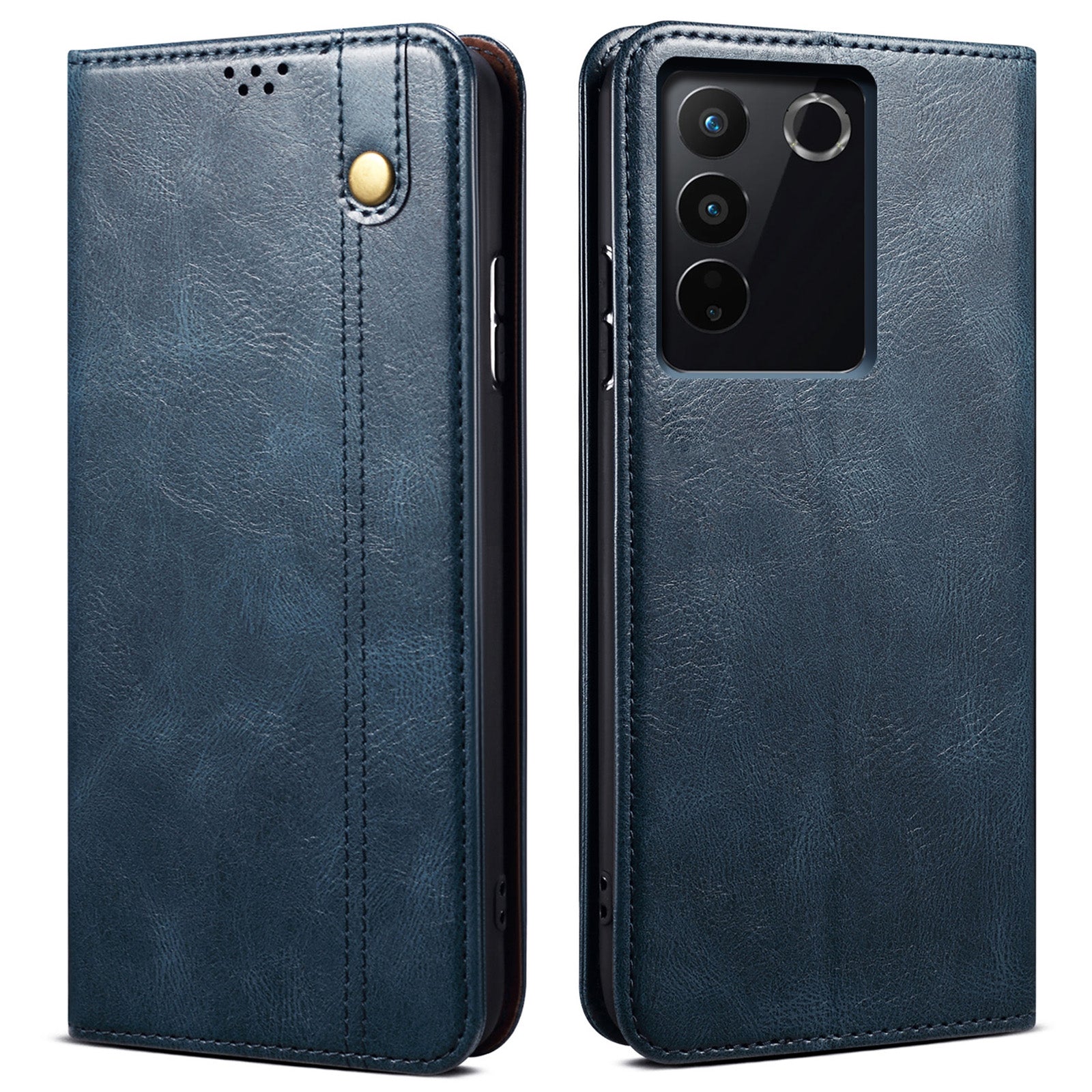 Leather Phone Case for vivo S16 Pro / S16 , Waxy Crazy Horse Texture Stand Wallet Cell Phone Cover