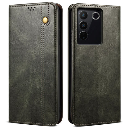 Leather Phone Case for vivo S16 Pro / S16 , Waxy Crazy Horse Texture Stand Wallet Cell Phone Cover