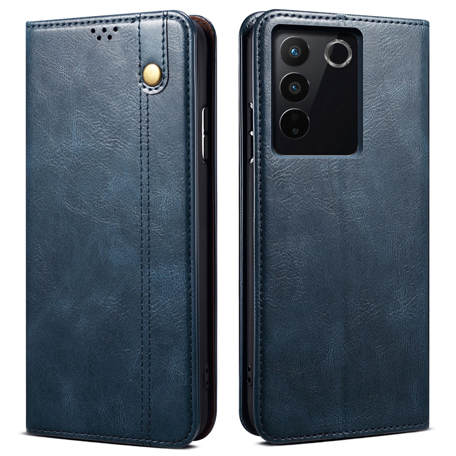 For vivo S16e 5G Wallet Leather Waxy Crazy Horse Texture Phone Case Stand Cell Phone Cover