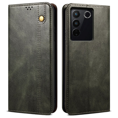 For vivo S16e 5G Wallet Leather Waxy Crazy Horse Texture Phone Case Stand Cell Phone Cover