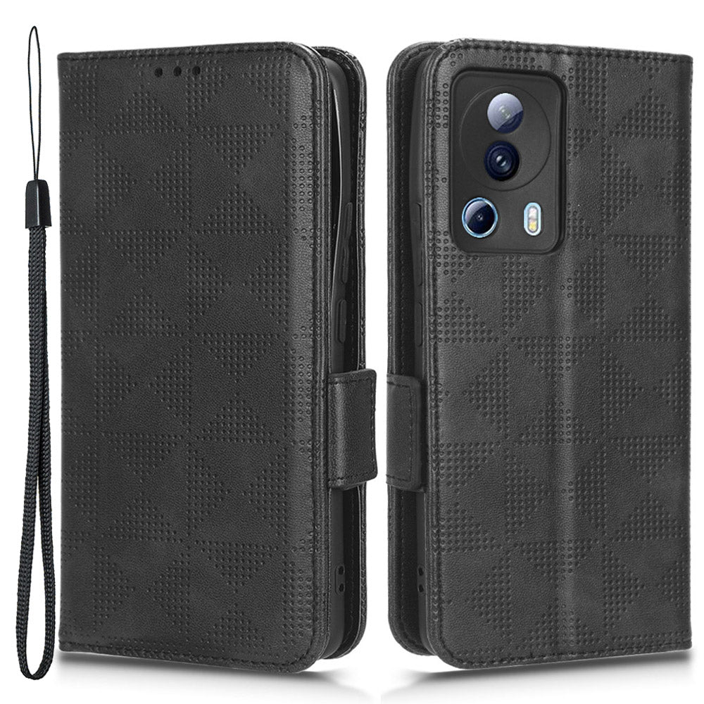 For Xiaomi 13 Lite / Civi 2 5G Leather Phone Wallet Case Imprinted Triangle Pattern Stand Smartphone Cover