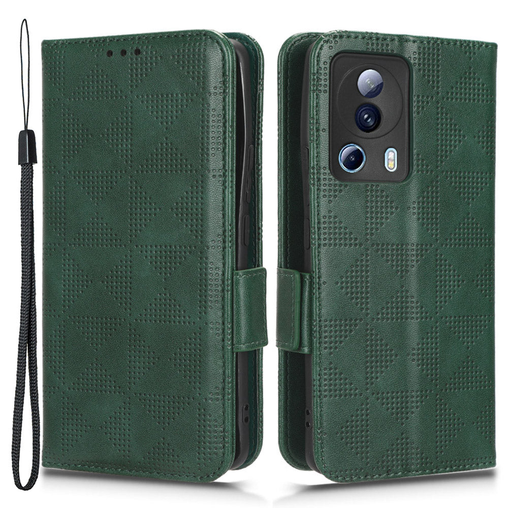 For Xiaomi 13 Lite / Civi 2 5G Leather Phone Wallet Case Imprinted Triangle Pattern Stand Smartphone Cover