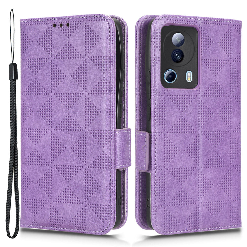 For Xiaomi 13 Lite / Civi 2 5G Leather Phone Wallet Case Imprinted Triangle Pattern Stand Smartphone Cover