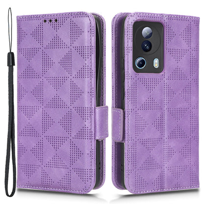 For Xiaomi 13 Lite / Civi 2 5G Leather Phone Wallet Case Imprinted Triangle Pattern Stand Smartphone Cover
