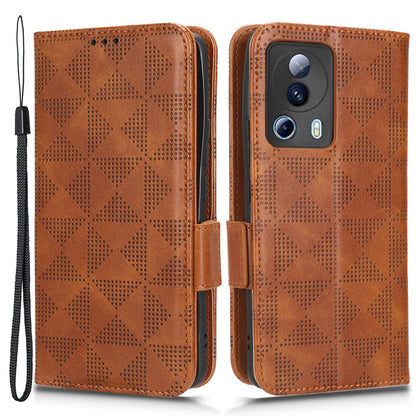 For Xiaomi 13 Lite / Civi 2 5G Leather Phone Wallet Case Imprinted Triangle Pattern Stand Smartphone Cover