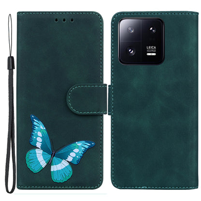 For Xiaomi 13 Pro 5G Leather Phone Cover Butterfly Printing Wallet Stand Anti-drop Phone Case