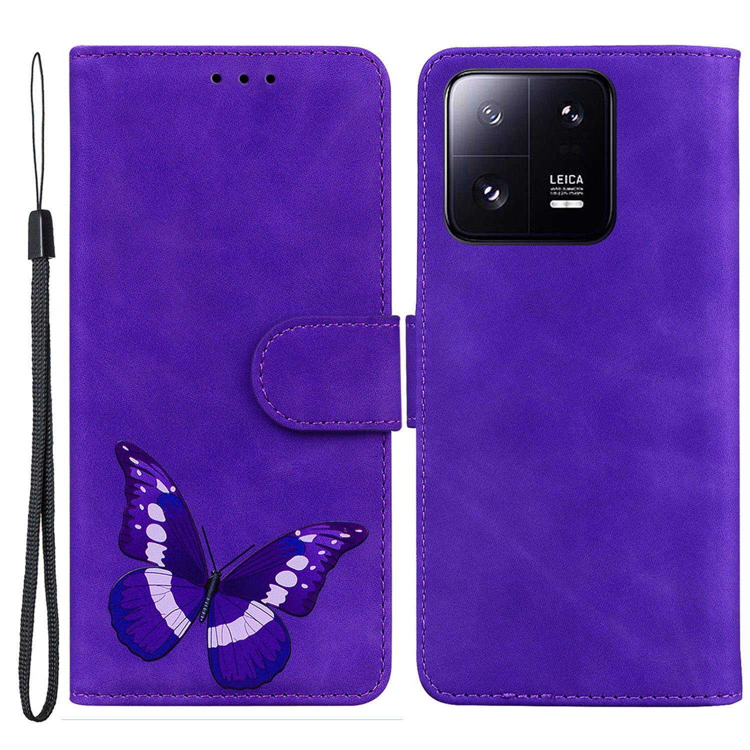 For Xiaomi 13 Pro 5G Leather Phone Cover Butterfly Printing Wallet Stand Anti-drop Phone Case