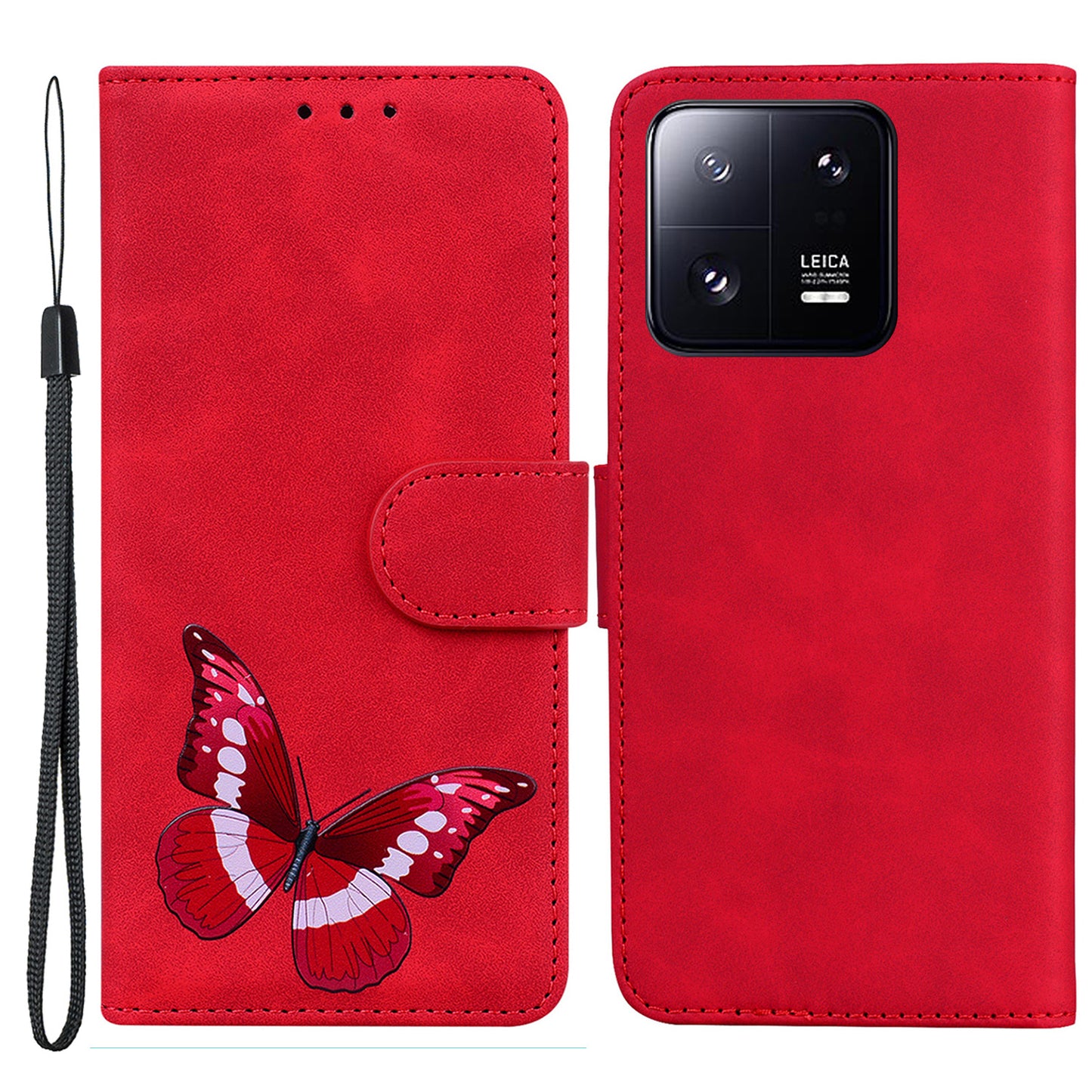 For Xiaomi 13 Pro 5G Leather Phone Cover Butterfly Printing Wallet Stand Anti-drop Phone Case