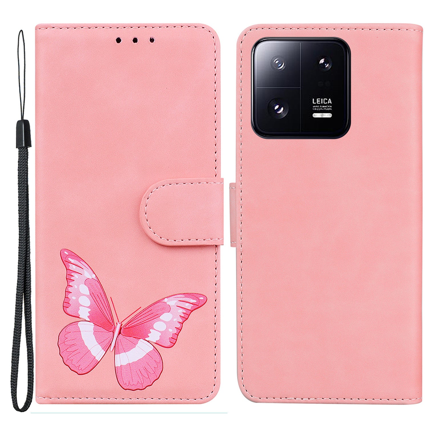 For Xiaomi 13 Pro 5G Leather Phone Cover Butterfly Printing Wallet Stand Anti-drop Phone Case
