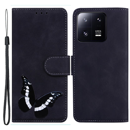 For Xiaomi 13 Pro 5G Leather Phone Cover Butterfly Printing Wallet Stand Anti-drop Phone Case