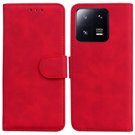 For Xiaomi 13 Pro 5G Phone Stand Case Solid Color PU Leather Wallet Smartphone Cover