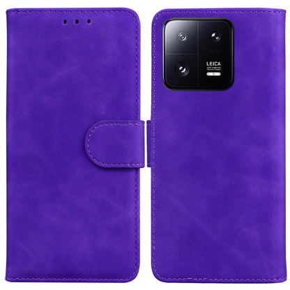 For Xiaomi 13 Pro 5G Phone Stand Case Solid Color PU Leather Wallet Smartphone Cover