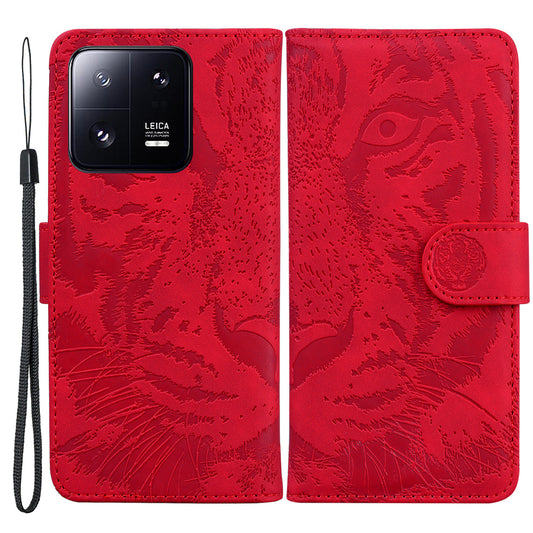 For Xiaomi 13 Pro 5G Cell Phone Case Tiger Imprinted PU Leather Wallet Stand Protective Cover