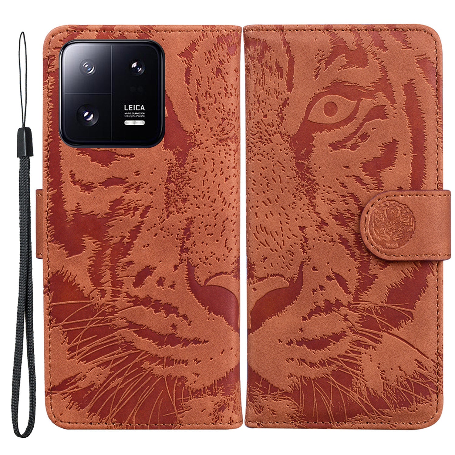 For Xiaomi 13 Pro 5G Cell Phone Case Tiger Imprinted PU Leather Wallet Stand Protective Cover