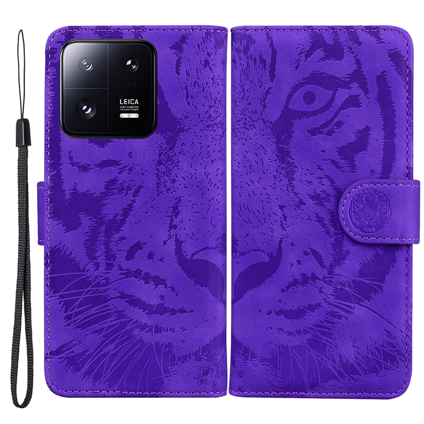 For Xiaomi 13 Pro 5G Cell Phone Case Tiger Imprinted PU Leather Wallet Stand Protective Cover