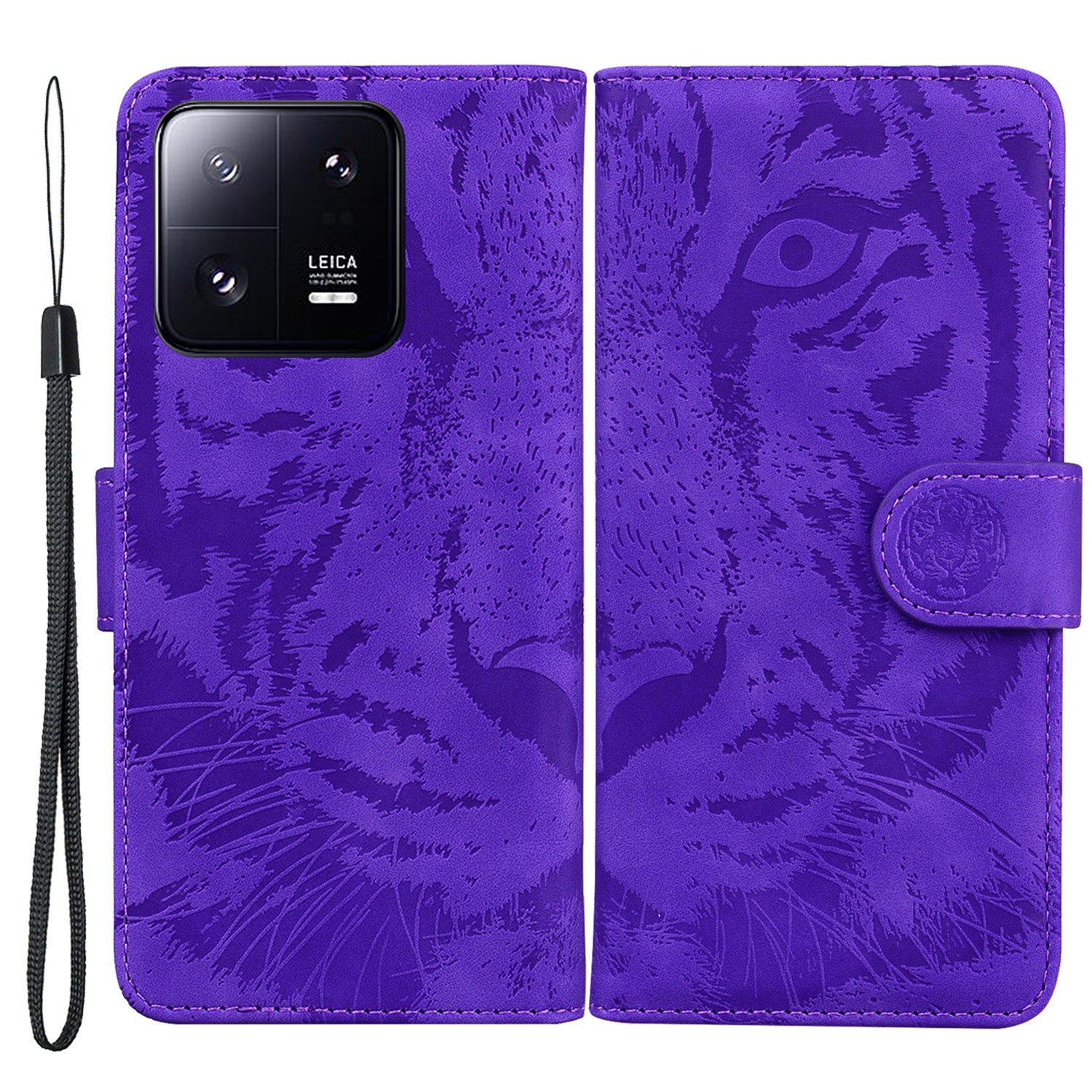 For Xiaomi 13 Pro 5G Cell Phone Case Tiger Imprinted PU Leather Wallet Stand Protective Cover