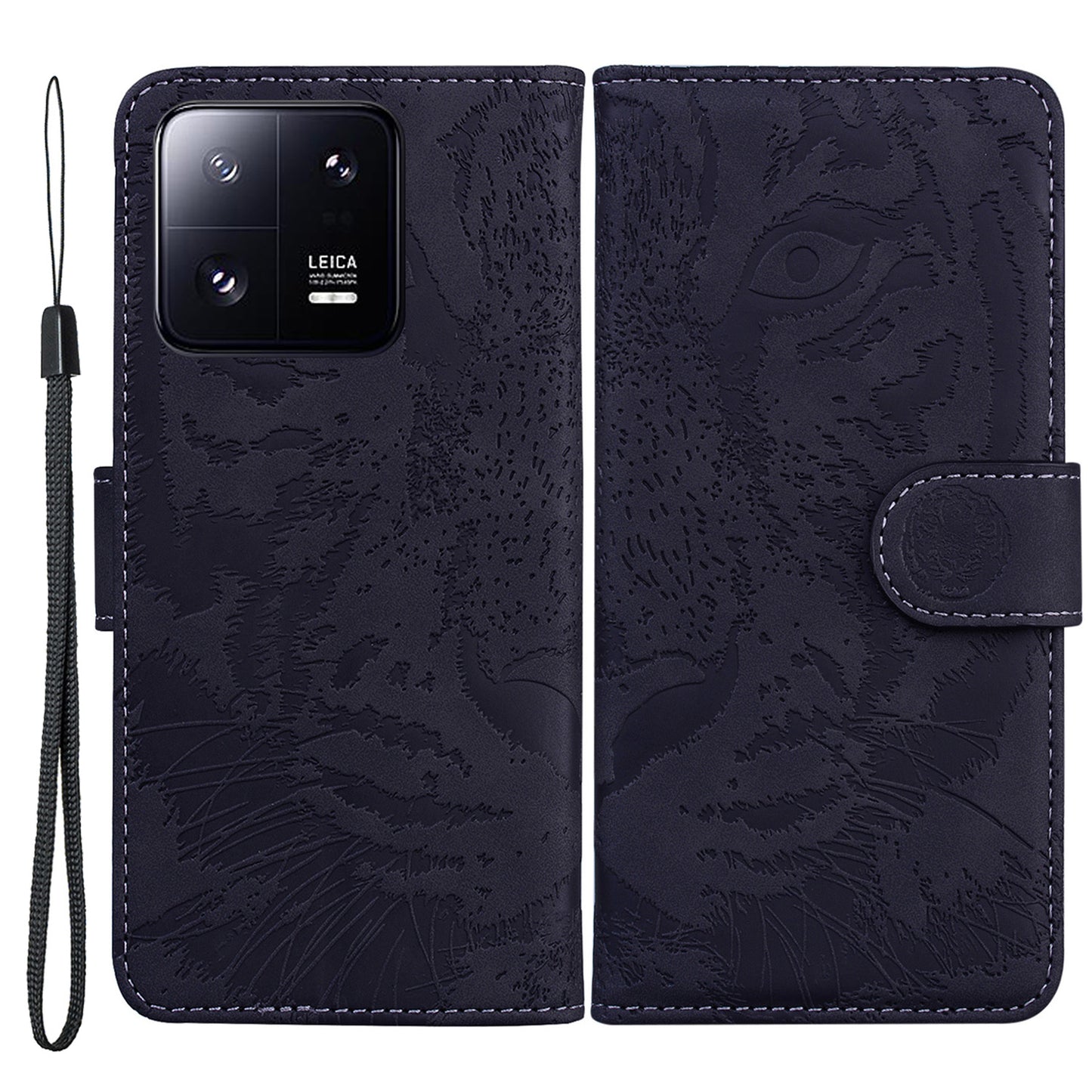 For Xiaomi 13 Pro 5G Cell Phone Case Tiger Imprinted PU Leather Wallet Stand Protective Cover