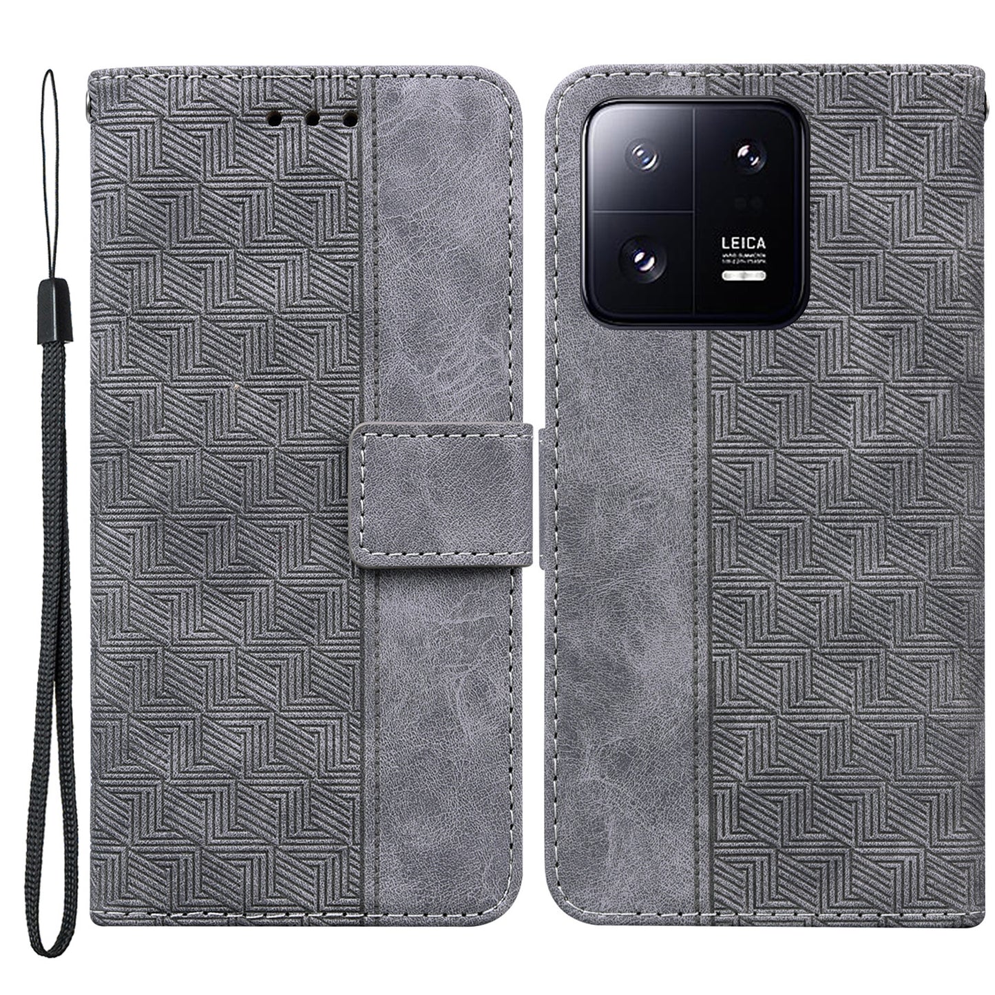 For Xiaomi 13 Pro 5G Magnetic Closure Phone Case Leather Imprinted Geometry Pattern Stand Wallet Shell
